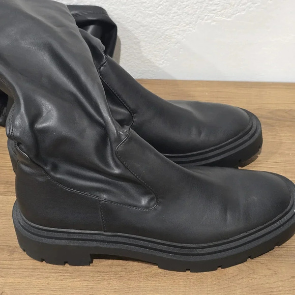 Zara Over The knee 3008/611 Lug Sole Boots Size 40 US 9 Black - Picture 9 of 16